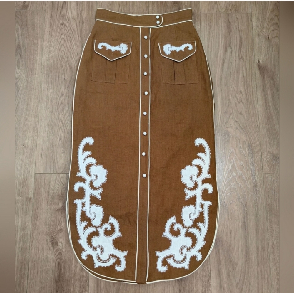 ALEMAIS RUBY APPLIQUE SKIRT